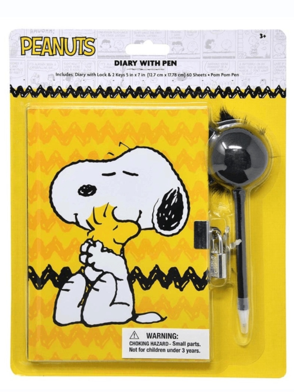 Peanuts Diary Lock & Key with Pom Pen